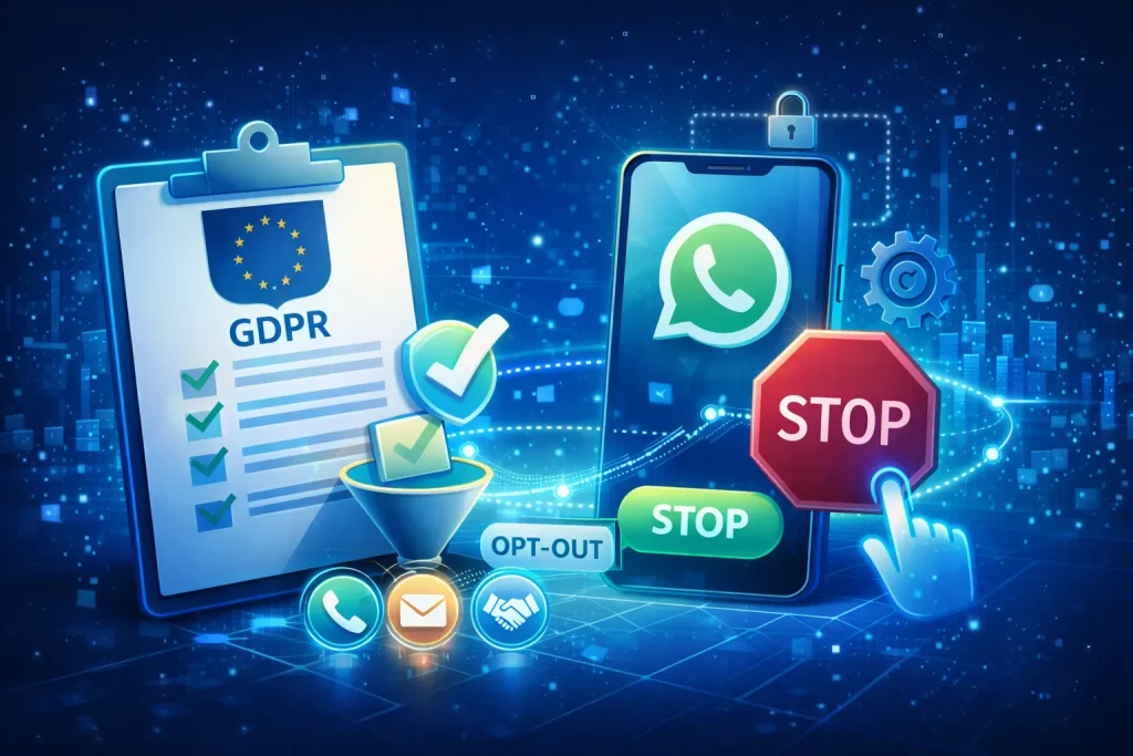 GDPR e gestione consensi WhatsApp con sistema di opt-out e integrazione CRM aziendale
